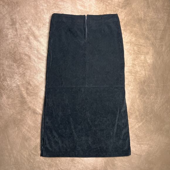 Vintage 90s Exact Change Black Faux Suede Lace Up Maxi Skirt Goth Witchy Punk - Picture 4 of 5